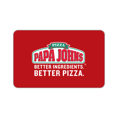 PAPA JOHNS<sup>&reg;</sup> $25 Gift Card - Get Better Ingredients, Better Pizza when you use a Papa John's Gift Card. When you order from Papa John's, you get our fresh, never frozen, original dough, all natural-sauce, 100% real meats and fresh-sliced veggies.
